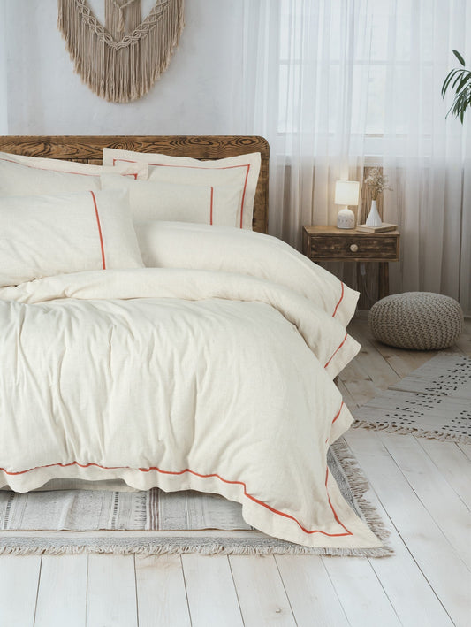 Inborn Double Duvet Cover Set Banded Orange