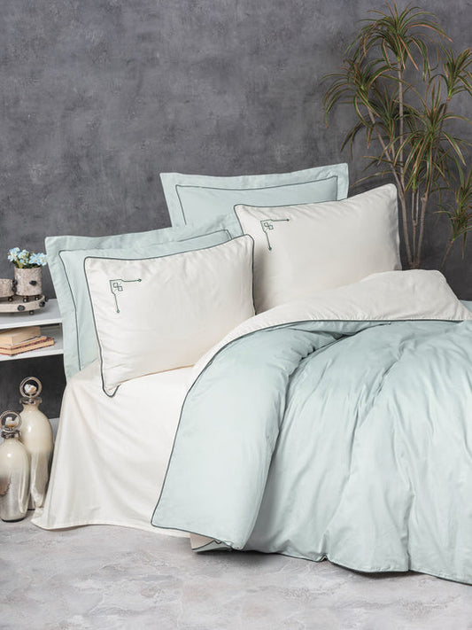 Elite Silk cotton Double Duvet Cover Set Vanko Mint