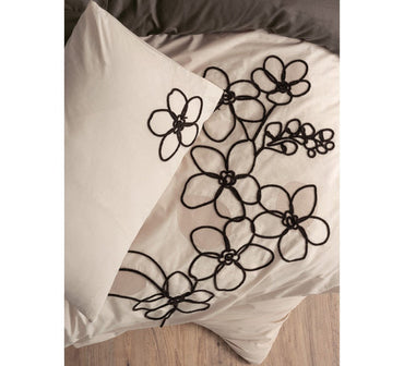 Embroidered Double Duvet Cover Set Panos Brown