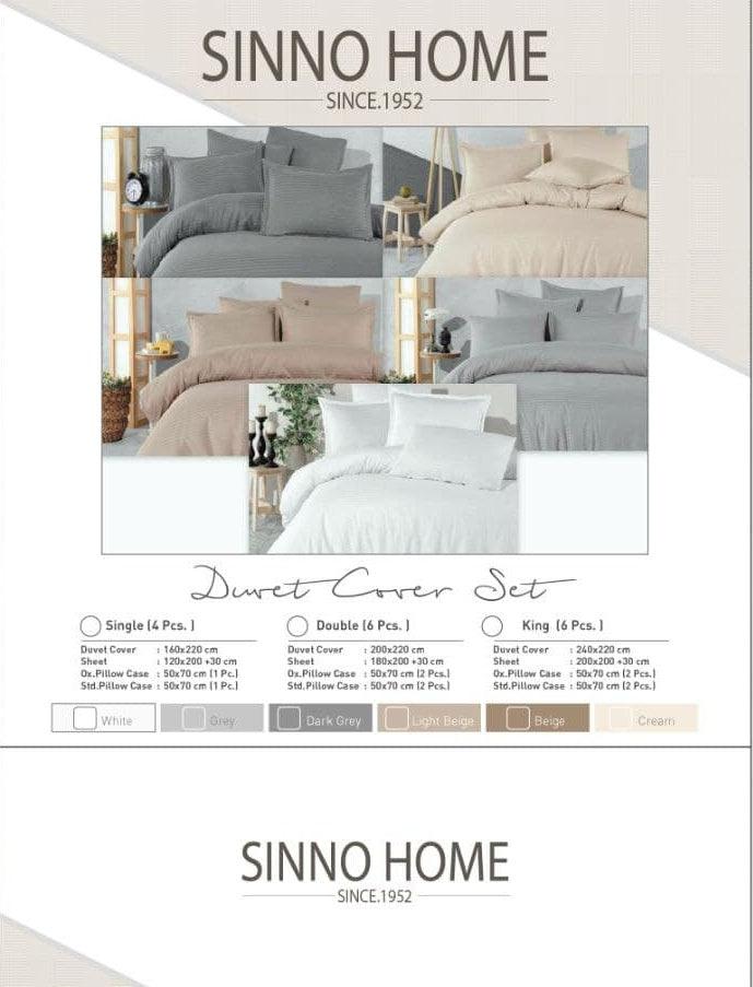 SINNOHOME Stripe PURE COTTON Duvet Cover Set CREME