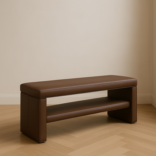 Bench Faux Leather with Storage Shelf 120x45 cm