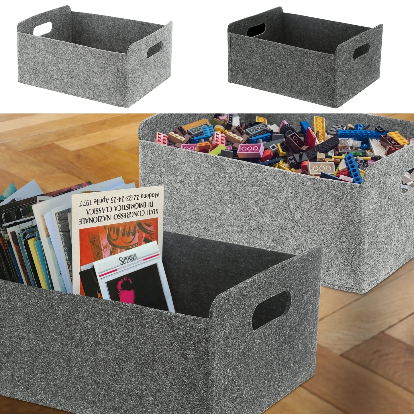 Felt basket foldable S, 2-pack (By Wenko)