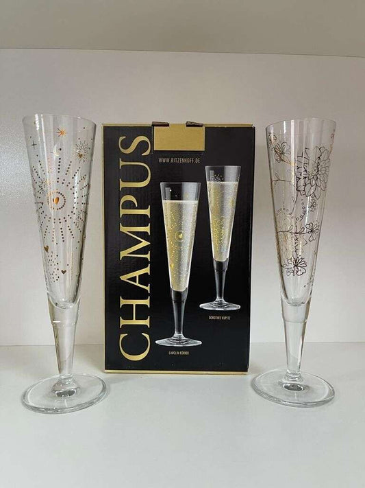 Ritzenhoff Champus Champagne Glass Set NIGHT SPARKLE and DAY SPARKLE by Kömer & Kupitz