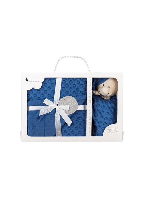 Interbaby Baby Blanket with Blue Doudou Bear