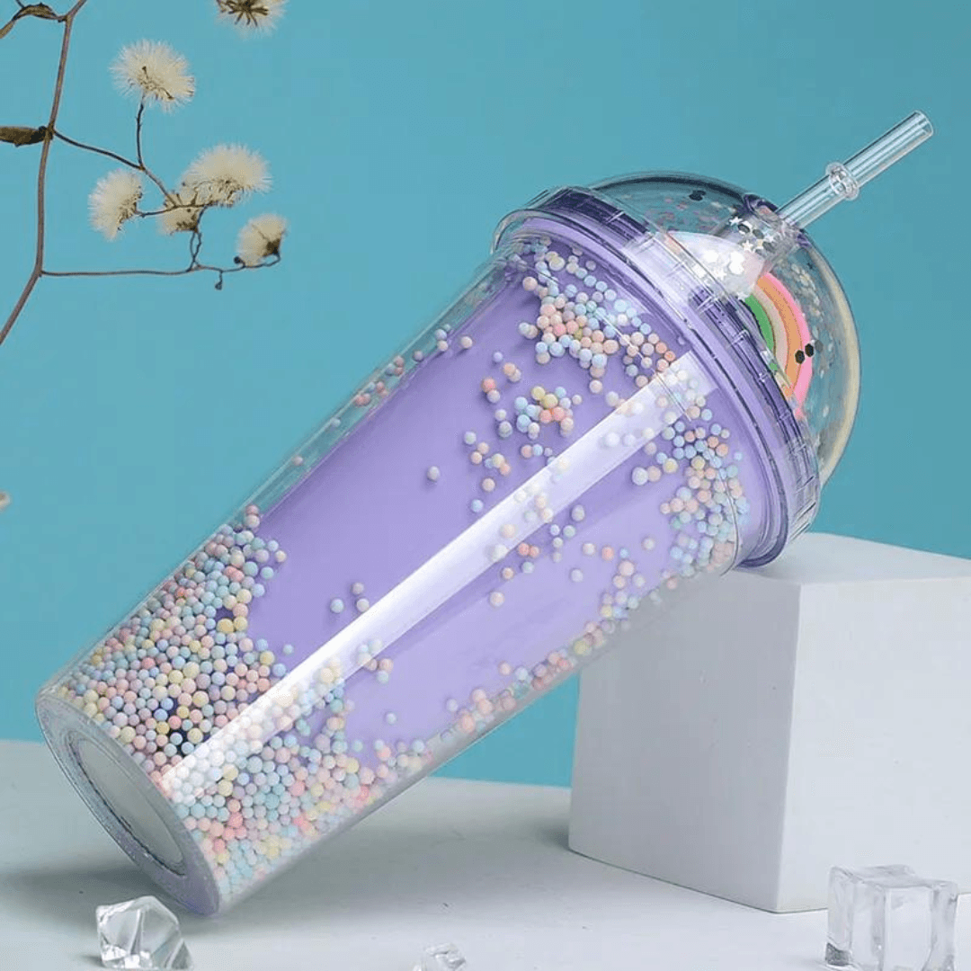 Twinkle Bubble Bliss: Eco-Friendly Kids' Straw Cup 0.5ML