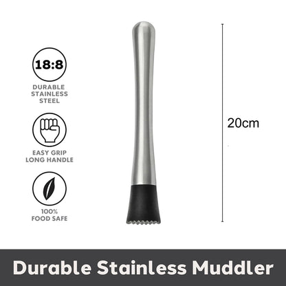 20cm Long Stainless Steel Cocktail Muddlers