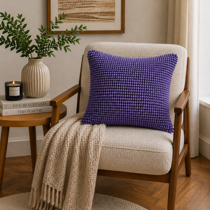 Tiseco Home Studio Cushion - Chenille Tufted Fabric - Purple