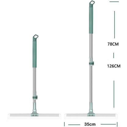 Silicone 3-in-1 Adjustable Indoor Broom Sweeper 180 Degree Rotatable Floor Wiper 35-cm