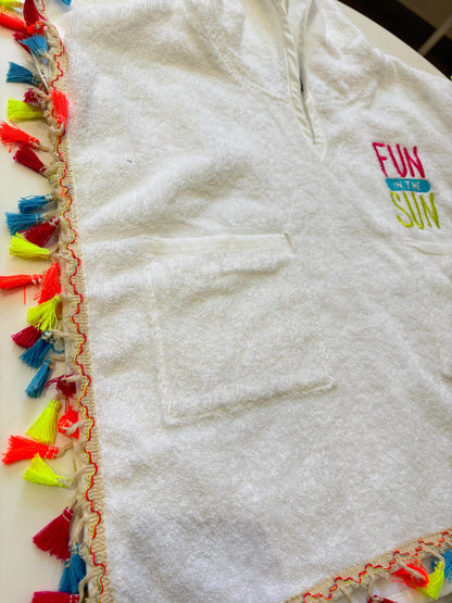 Tassel-Trimmed Hooded Poncho