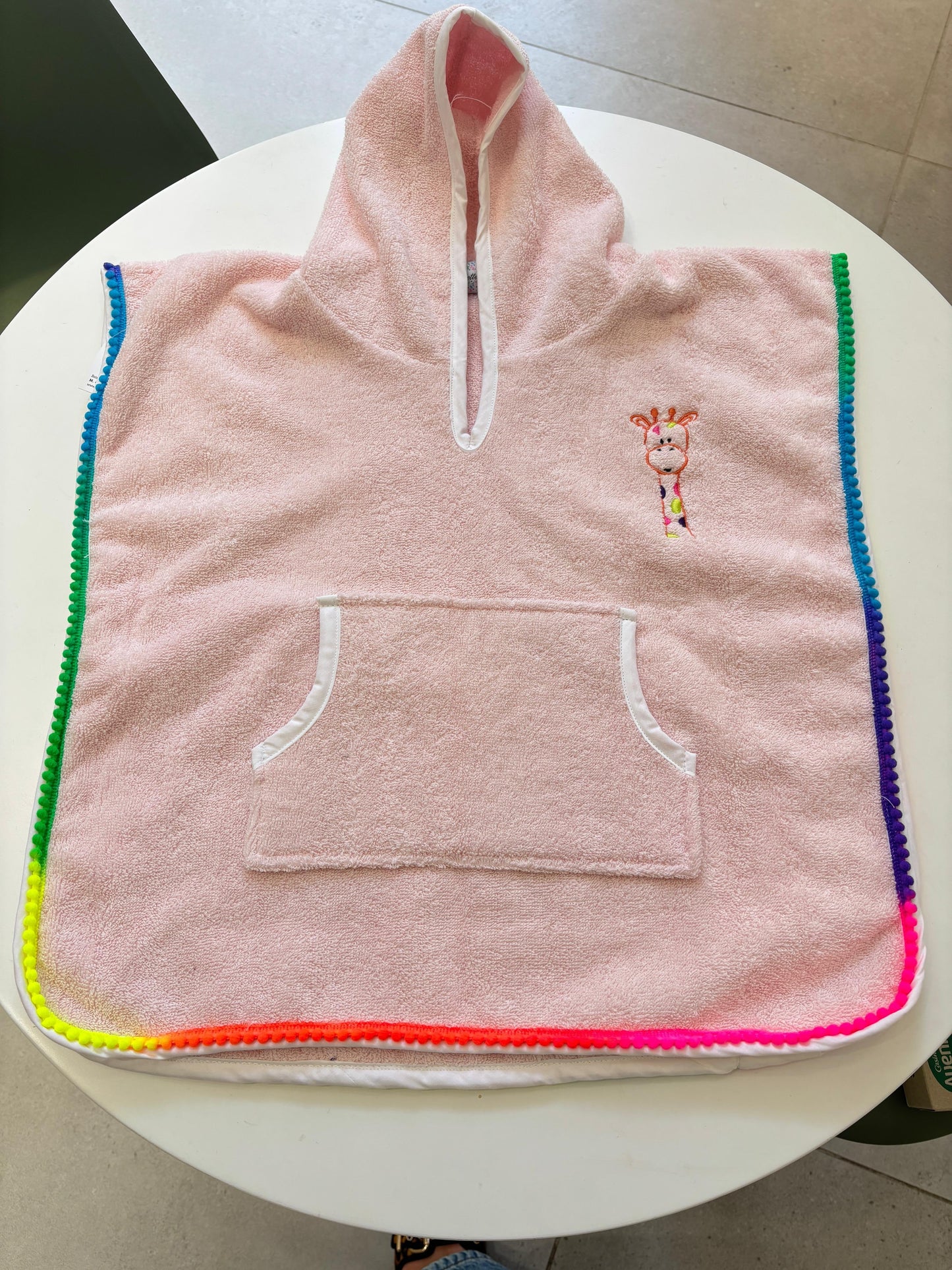 Pink Giraffe Hooded Poncho Towel