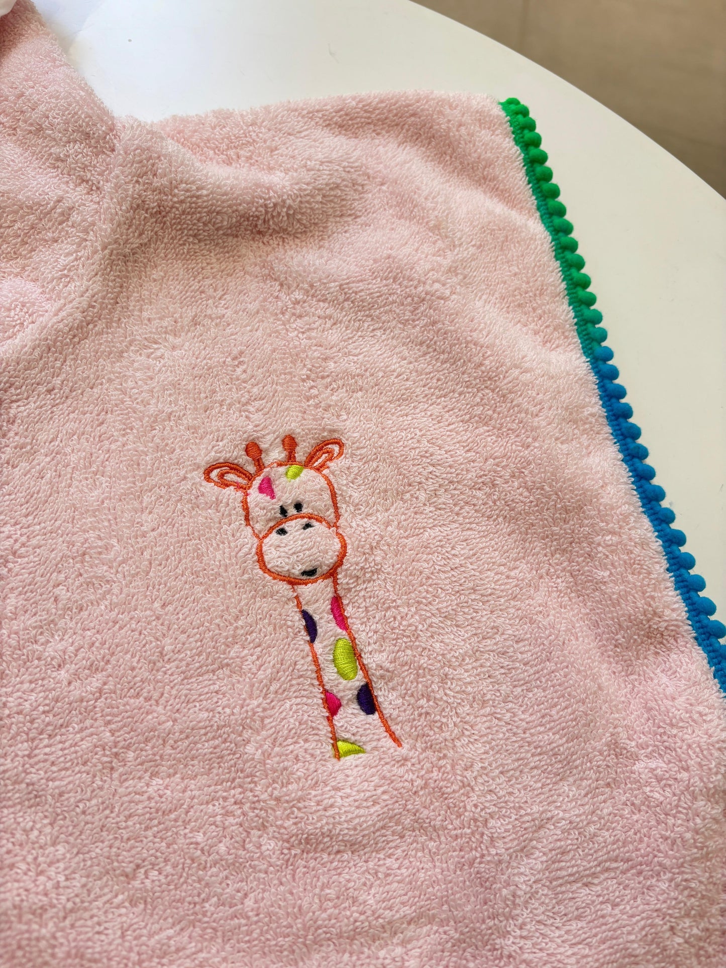 Pink Giraffe Hooded Poncho Towel