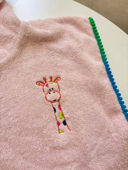 Pink Giraffe Hooded Poncho Towel