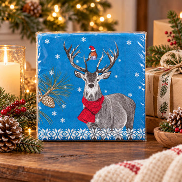 Cucina & Tavola Stag Christmas Paper Napkins – 20 Pack, 33 × 33 cm