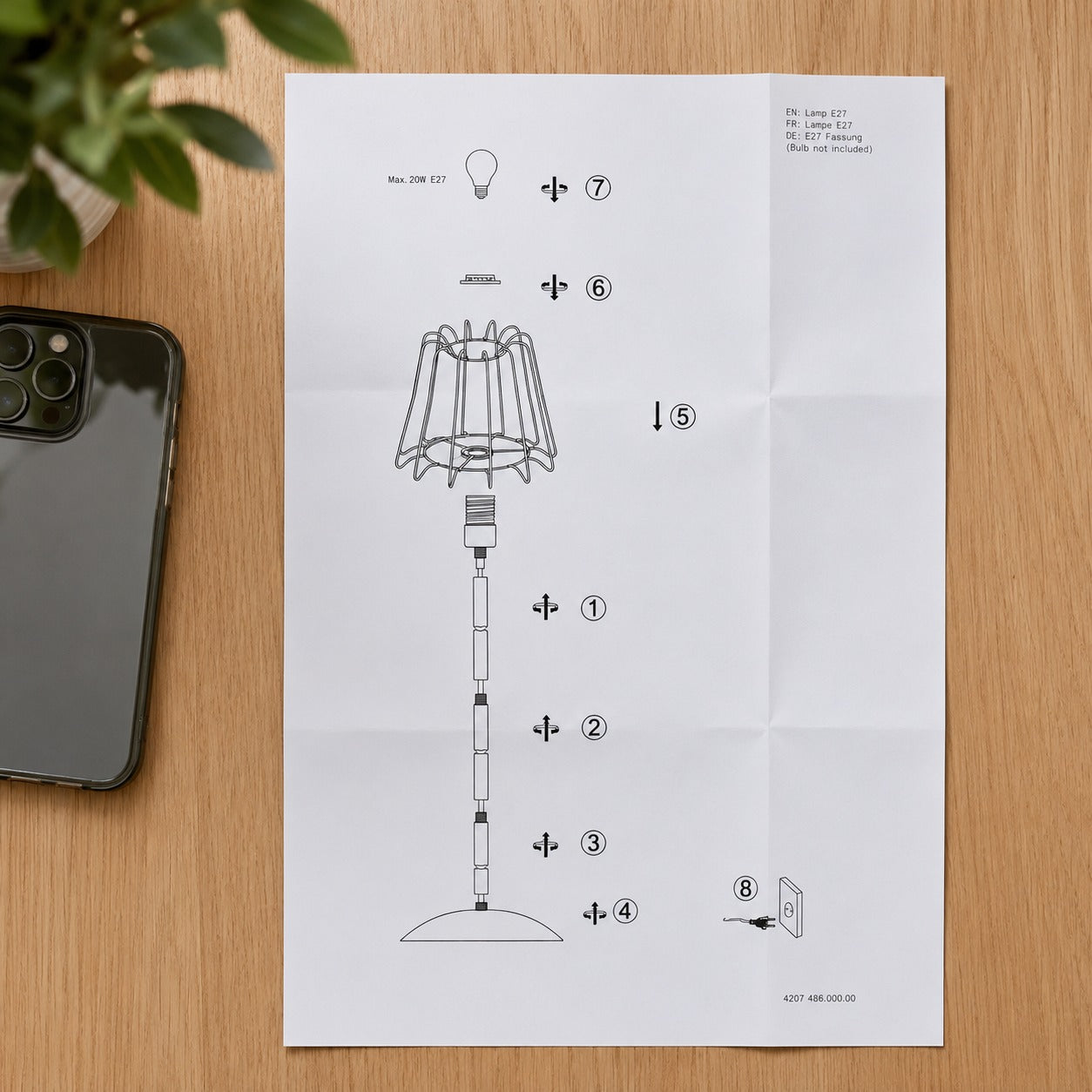 Micasa Modern White Floor Lamp with Pleated Shade