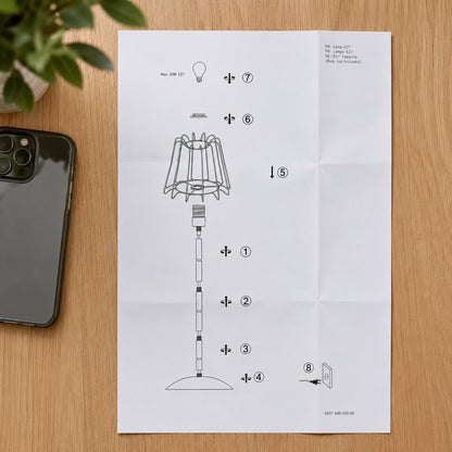 Micasa Modern White Floor Lamp with Pleated Shade