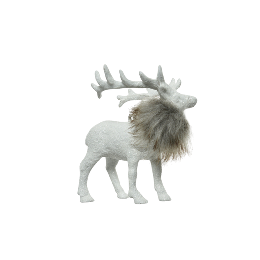 white deer with fur 1 pc- 15cm (KAEMINGK)