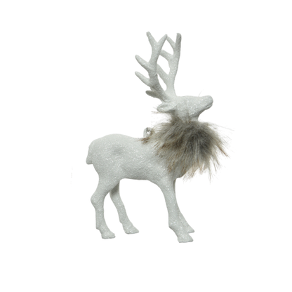 white deer with fur 1 pc- 15cm (KAEMINGK)