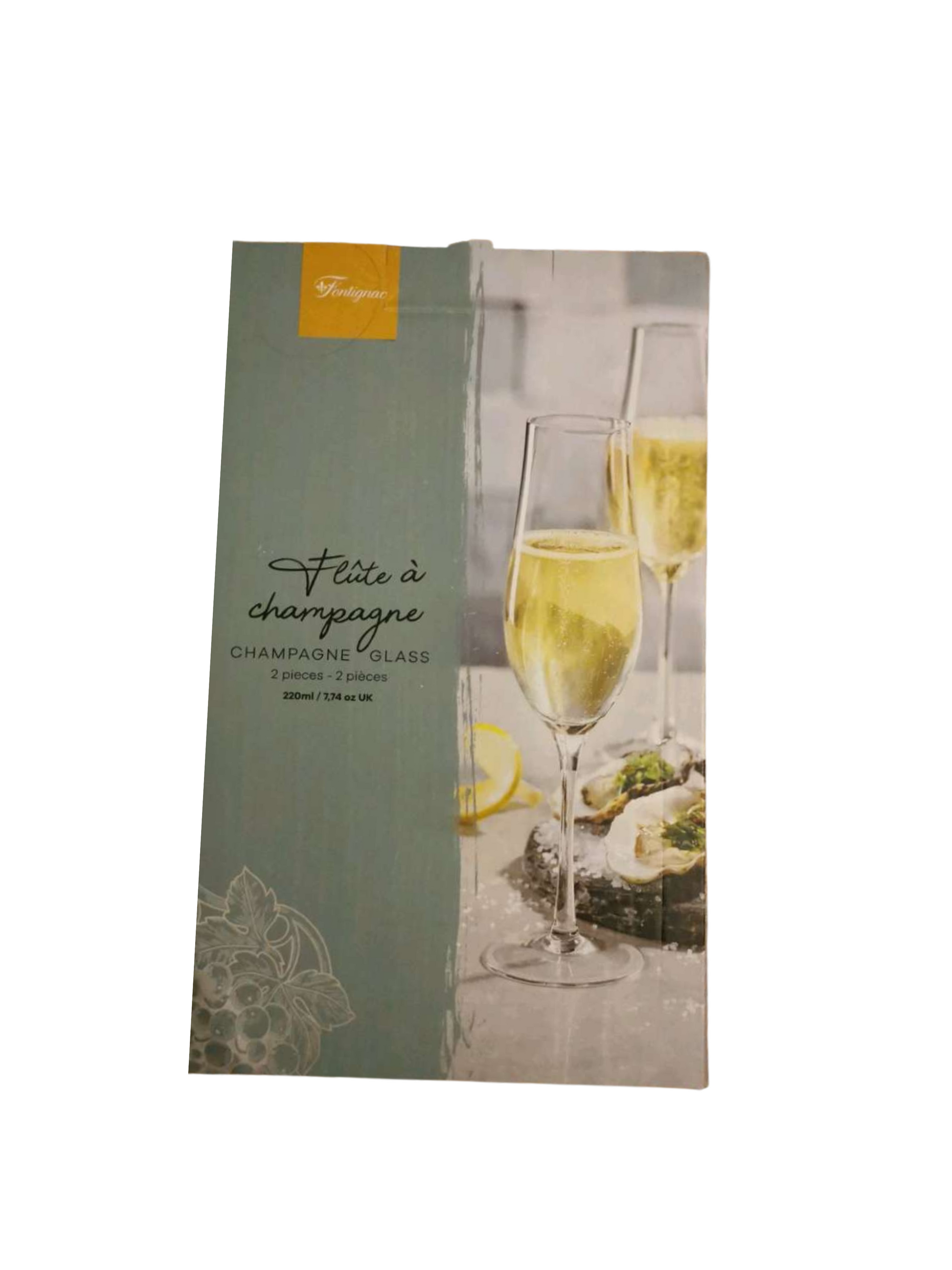 Set of 2 Champagne Crystalline Glasses "220ml" by Fontignac