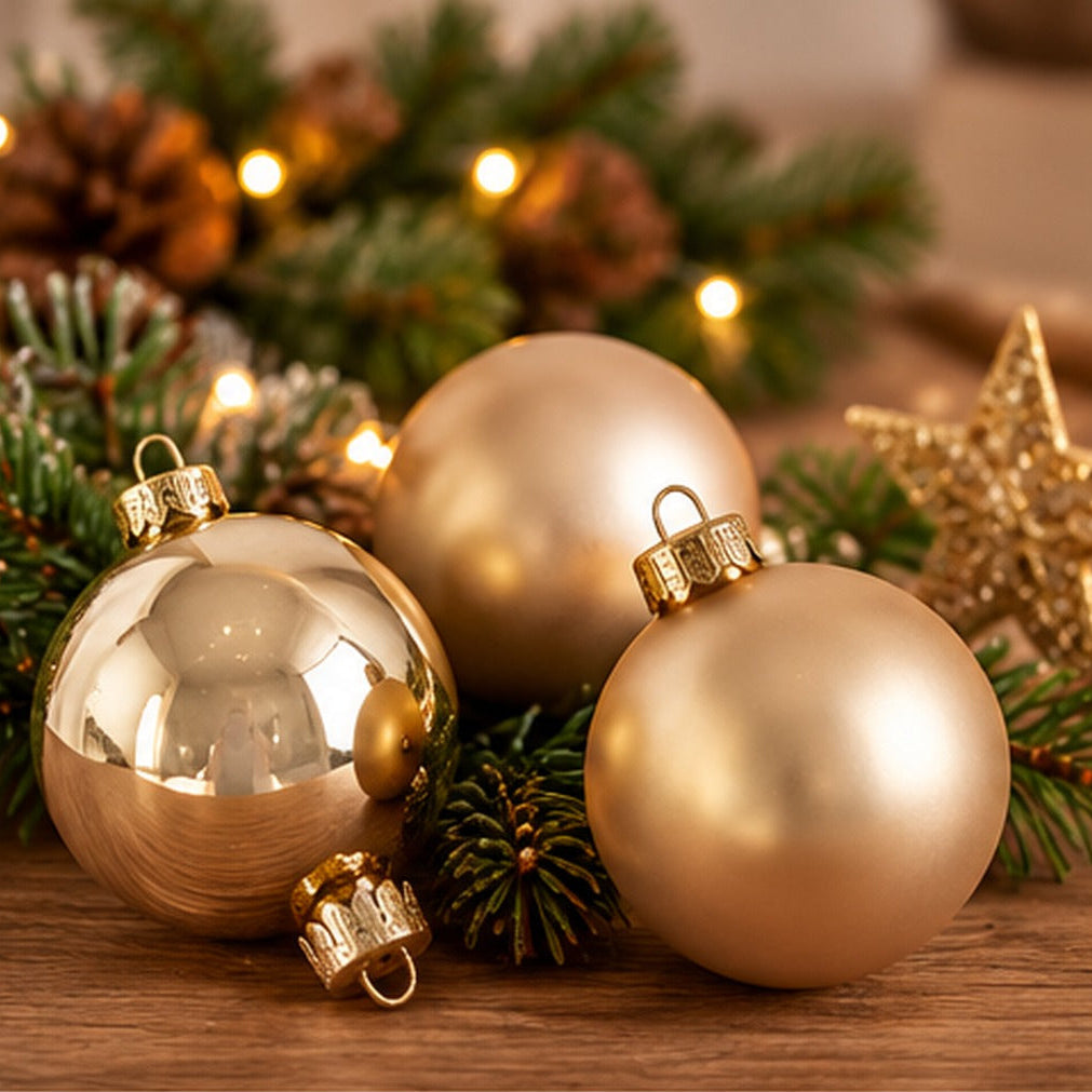 Noël Champagne Gold Christmas Baubles – Set of 9