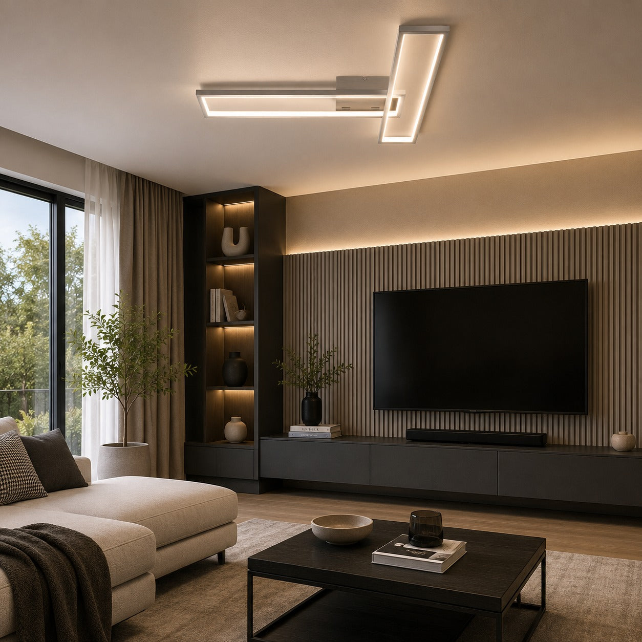 Nino LIMEA LED Ceiling Light – Modern Brushed Silver Ceiling Lamp