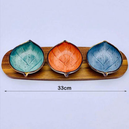 Danny Home Acacia Wood Board With Sauce Bowls
