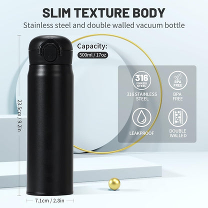 500-ml Stainless Steel Thermos Coffee Travel Mug Insulated Water Bottle