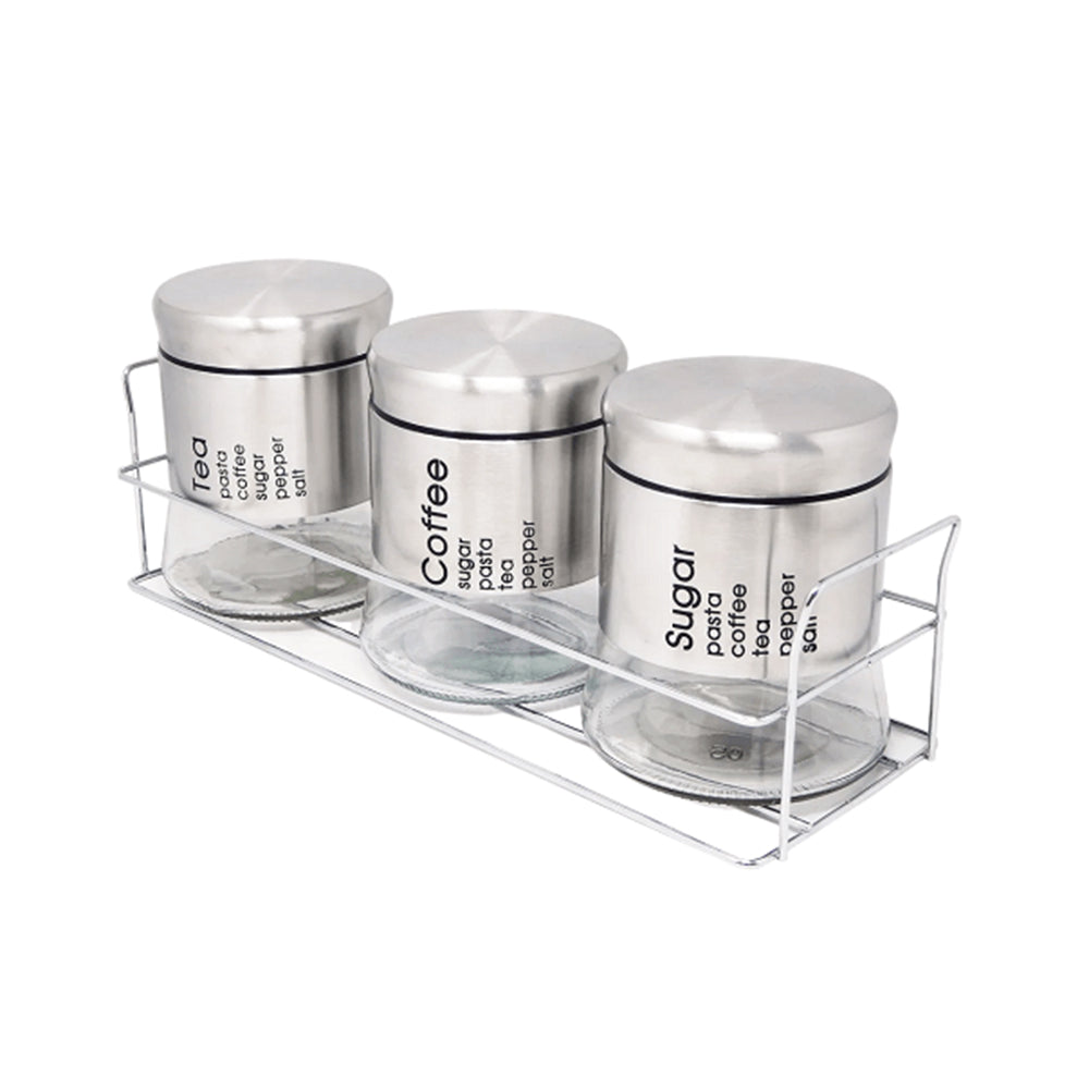 3-Pcs Stainless Steel Glass Seasoning Rack Set – 400ml #CB-TWJ16