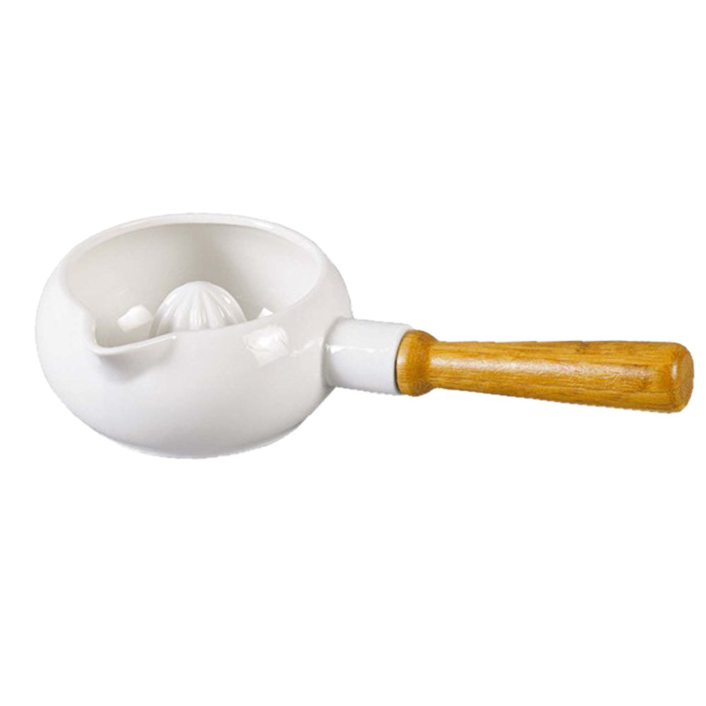 Lemon Juicer Porcelain With Bamboo Hand