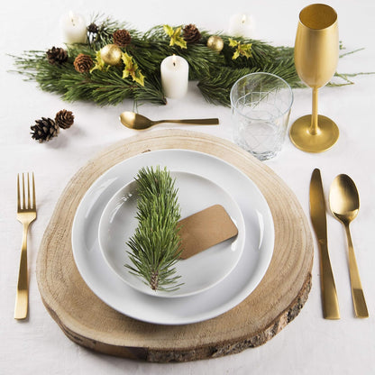Danny Home 30-Pieces Stainless Steel Elegant Matte Gold Flatware Set