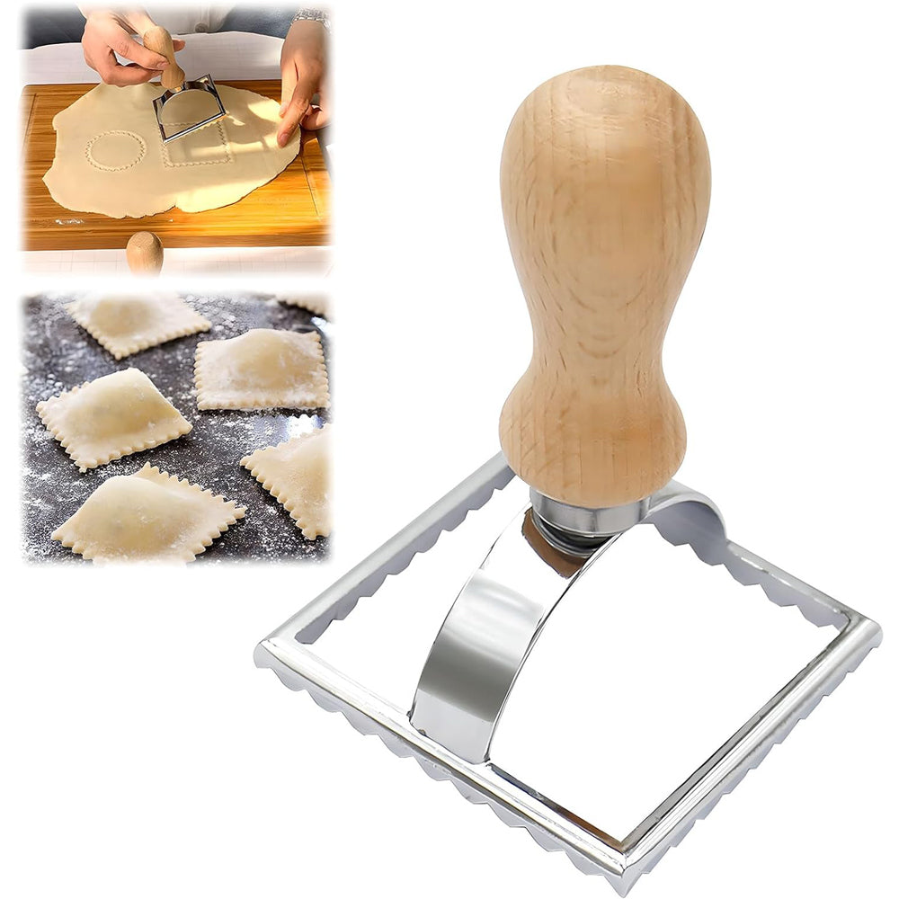 Stainless Steel Ravioli & Tart Cake Mold with Wooden Handle ( Square )