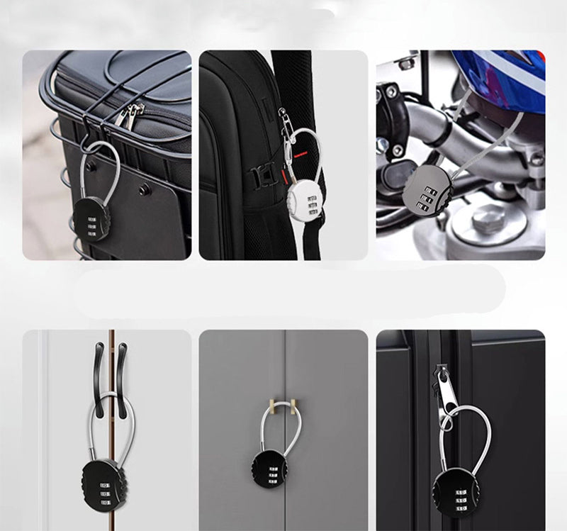 3-Digit Number Lock Combination With Zinc Alloy Steel Cable