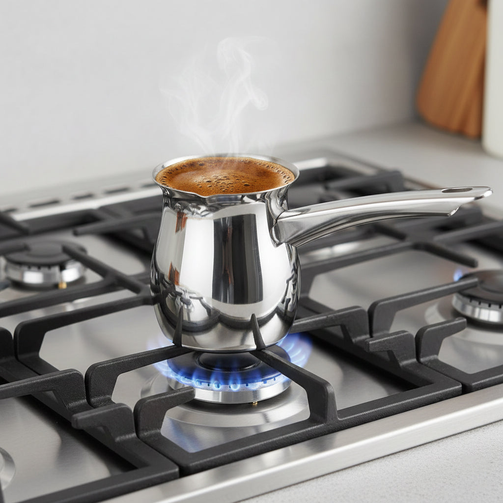 3-Pcs Stainless Steel Turkish Coffee Pot Set Size: 6-12-24/oz