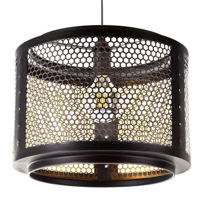 Nino Germany VITO Cage Pendant Light – Industrial Black & Gold Hexagonal Hanging Lamp