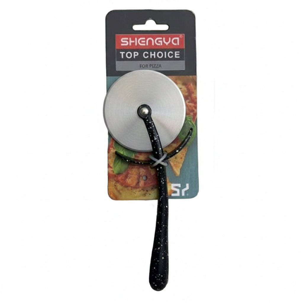 Stainless Steel Pizza Cutter Wheel with Metal Handle Black Granite Color