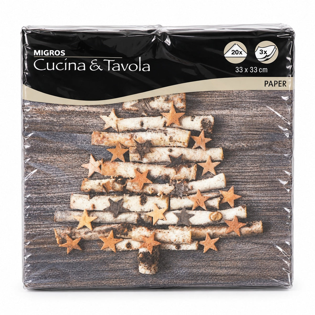 Cucina & Tavola Alpine Lodge Birch Christmas Tree Napkins – 20 Pack, 33 × 33 cm