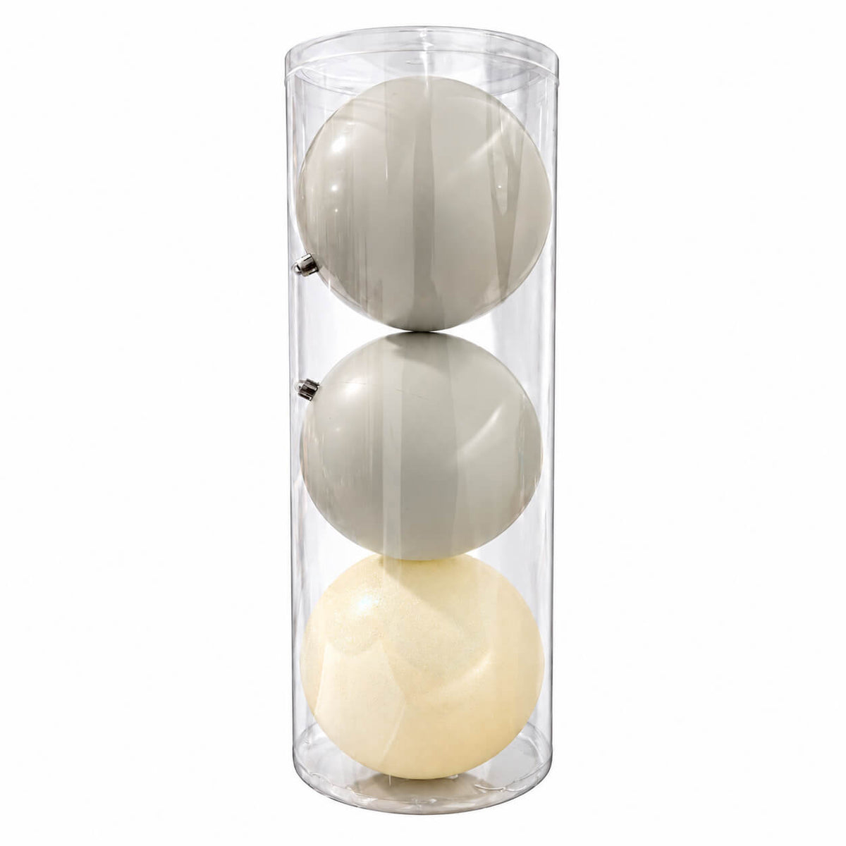 Noël Silver Oversized Christmas Baubles – Set  of 3 White & Silver