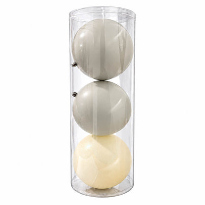 Noël Silver Oversized Christmas Baubles – Set  of 3 White & Silver