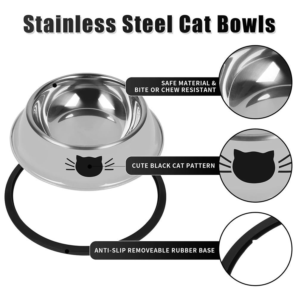 22cm Non-Slip Stainless Steel Cat Bowls