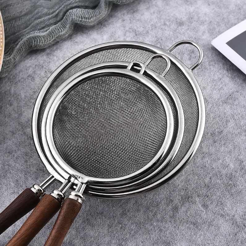PROUD Stainless Steel Sieves and Strainers With Wood Handle 7/8/10cm