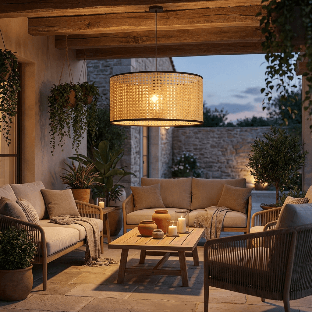 Nino Germany Lu Rattan Weave Beige Pendant Lamp
