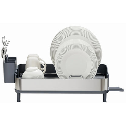 Stainless Steel Dish Rack with Drip Tray and Cutlery Holder