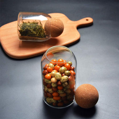 3-Pieces Set Glass Food Storage Jars with Wood Lid Ball
