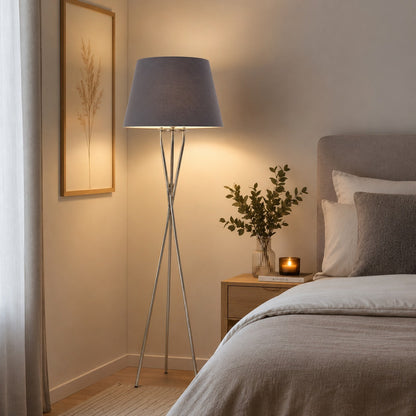 Modern Tripod Floor Lamp with Fabric Lampshade