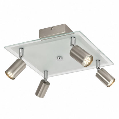Micasa SHIDO II 4-Light LED Ceiling Spotlight 26 cm – Satin Nickel | Adjustable GU10 Spotlights
