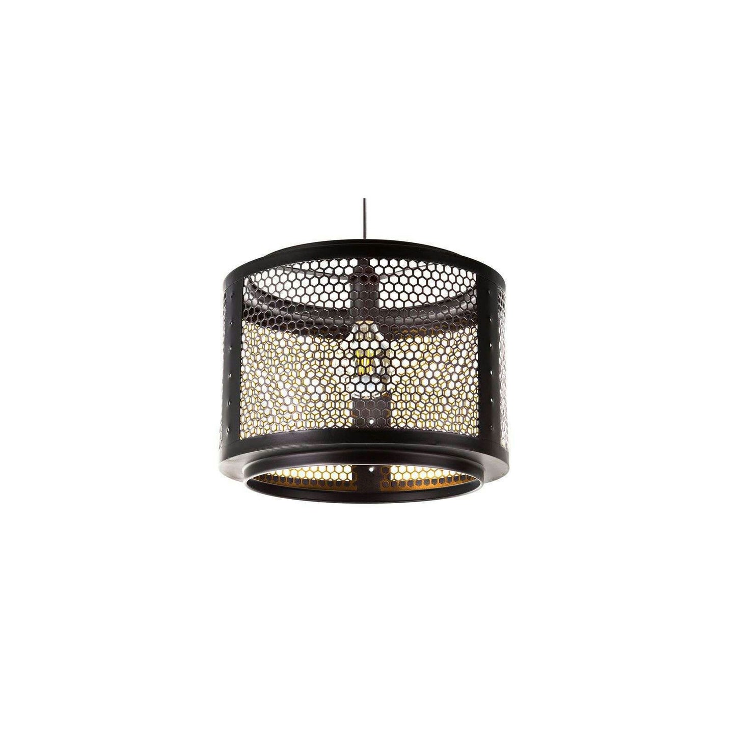Nino Germany VITO Cage Pendant Light – Industrial Black & Gold Hexagonal Hanging Lamp