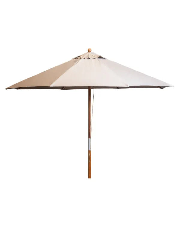 Wooden Parasol Taupe Color 3x3m