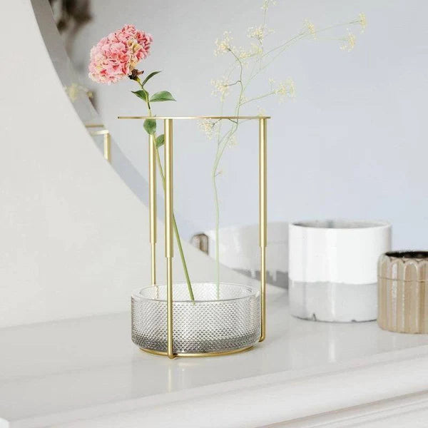 Umbra Tesora Adjustable Glass Vase – Brass