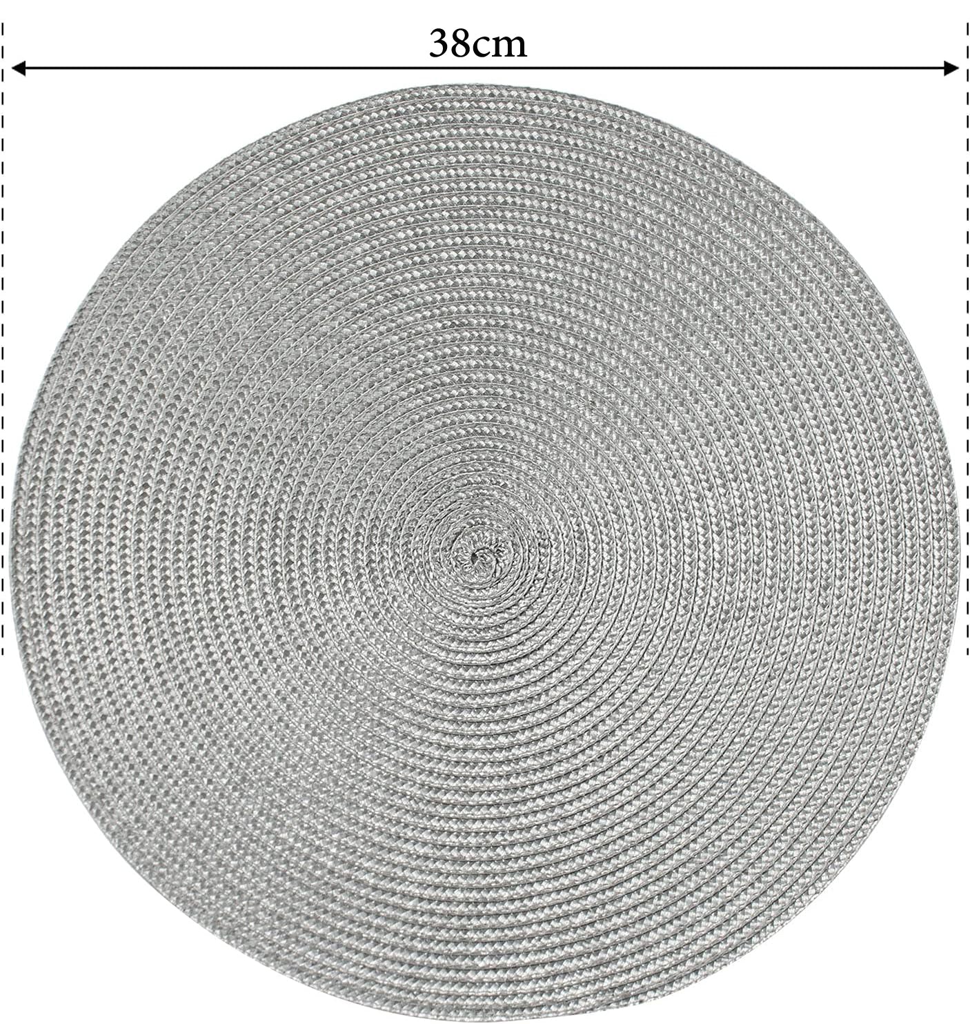 2-Pieces Round Braided Placemats Table Mats for Dining Tables 38cm