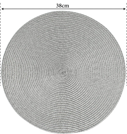 2-Pieces Round Braided Placemats Table Mats for Dining Tables 38cm