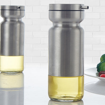 2-Pieces Stainless Steel Vinegar & Olive Oil Dispenser With Stand